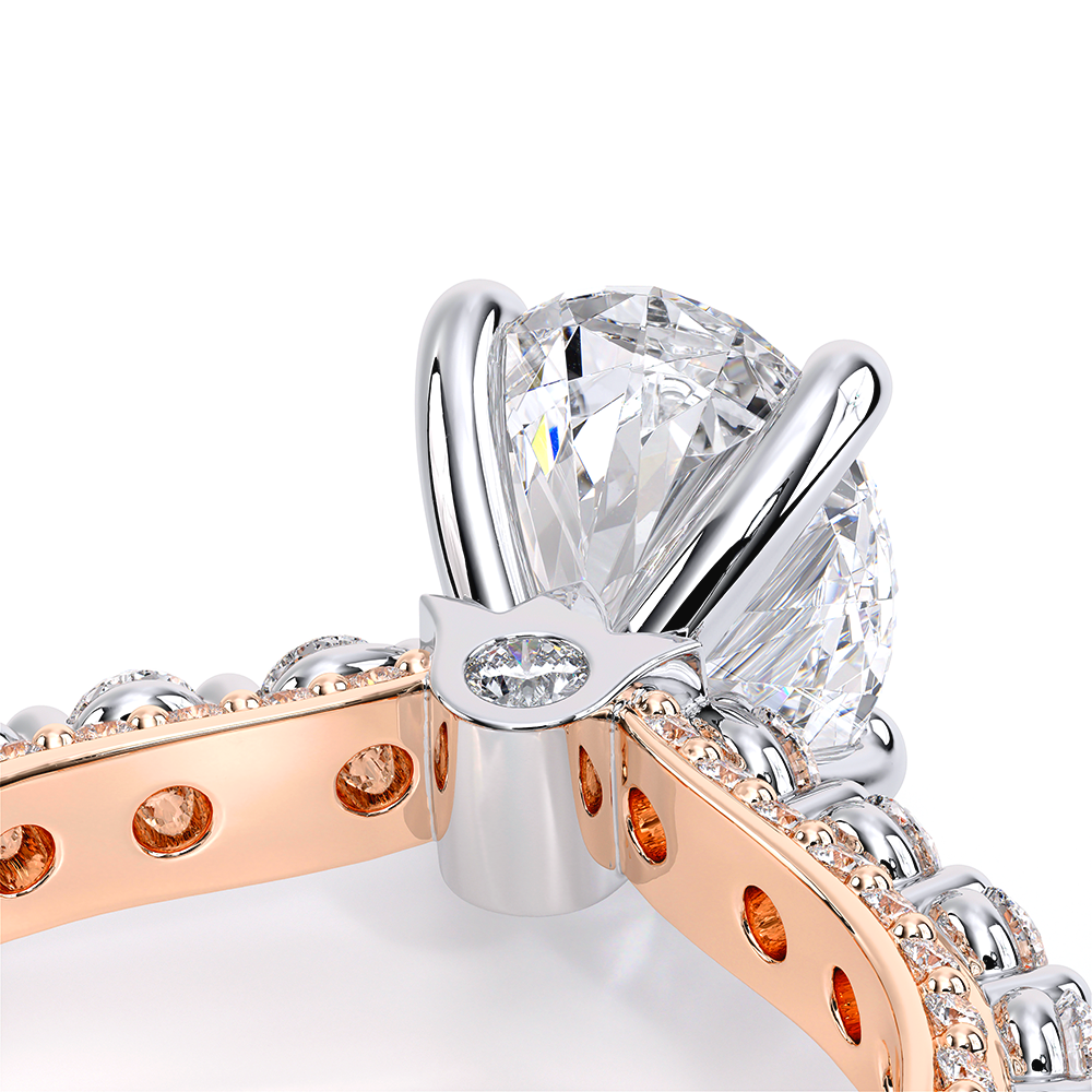 Oval Pavé 18k Rose and White Gold Engagement Ring - CTR-0488