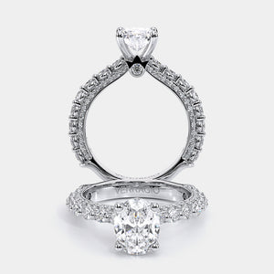 Oval Pavé 18k White Gold Engagement Ring - CTR-0488