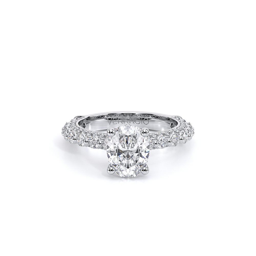 Oval Pavé 18k White Gold Engagement Ring - CTR-0488