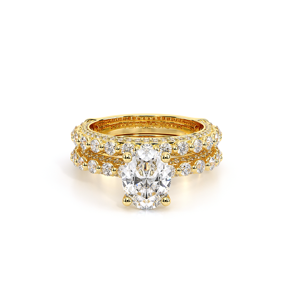 Oval Pavé 14k Yellow Gold Engagement Ring - CTR-0488