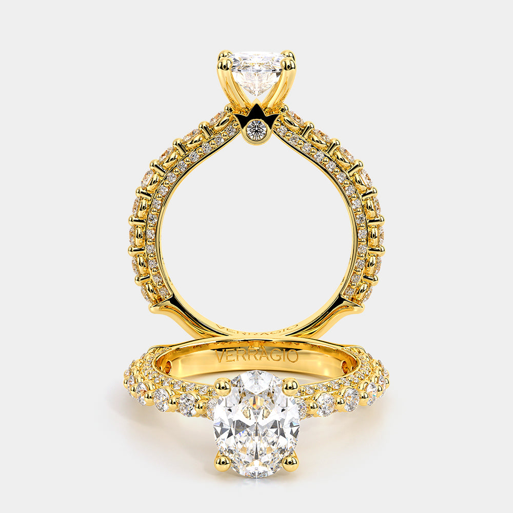Oval Pavé 14k Yellow Gold Engagement Ring - CTR-0488