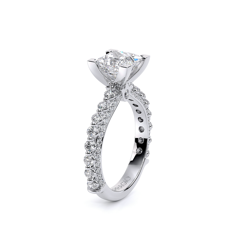Princess Pavé Platinum Engagement Ring - CTR-0488