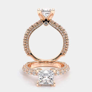 Princess Pavé 14k Rose Gold Engagement Ring - CTR-0488