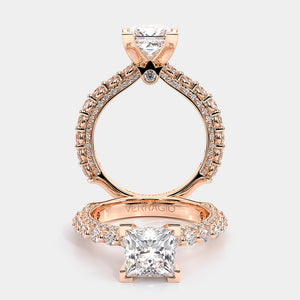 Princess Pavé 18k Rose Gold Engagement Ring - CTR-0488
