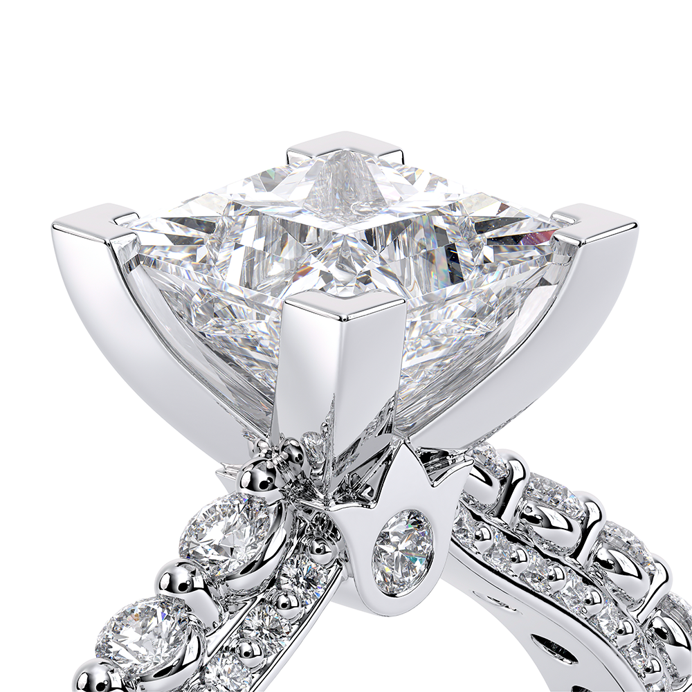 Princess Pavé 18k White Gold Engagement Ring - CTR-0488