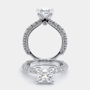 Princess Pavé 18k White Gold Engagement Ring - CTR-0488