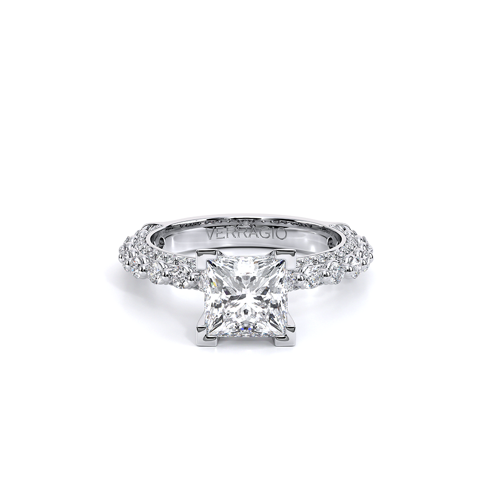 Princess Pavé 18k White Gold Engagement Ring - CTR-0488