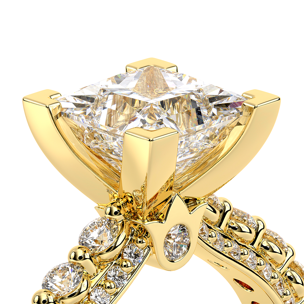 Princess Pavé 14k Yellow Gold Engagement Ring - CTR-0488