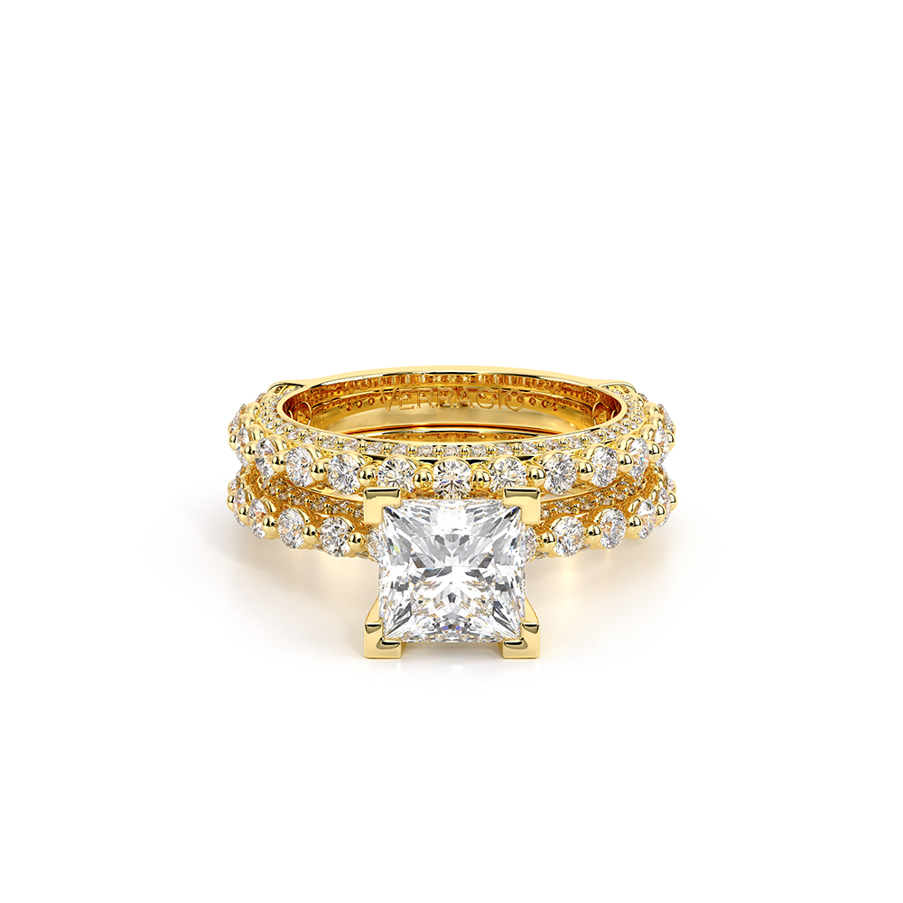 Princess Pavé 18k Yellow Gold Engagement Ring - CTR-0488