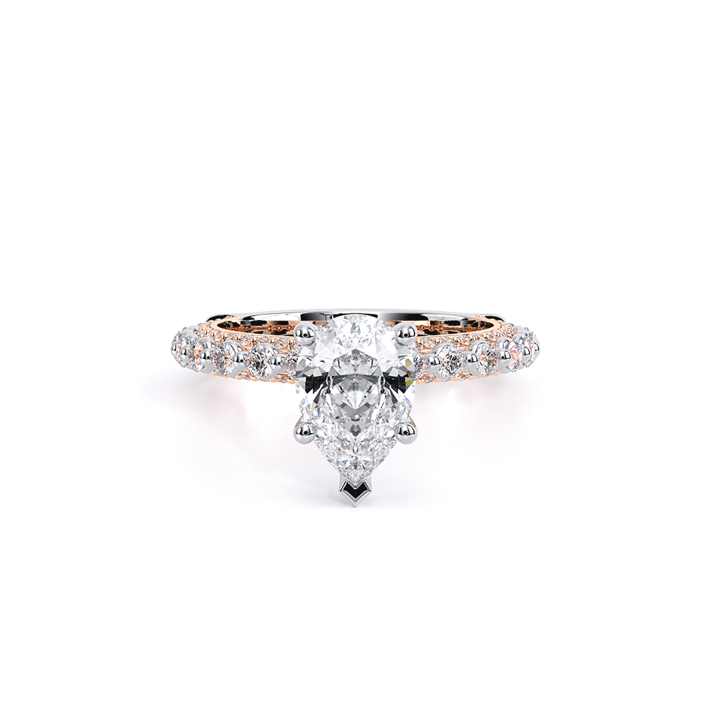 Pear Pavé 18k Rose and White Gold Engagement Ring - CTR-0488
