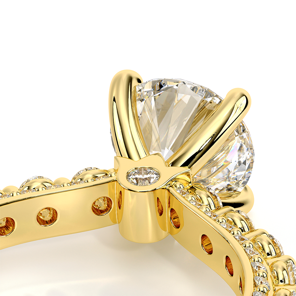 Round Pavé 14k Yellow Gold Engagement Ring - CTR-0488