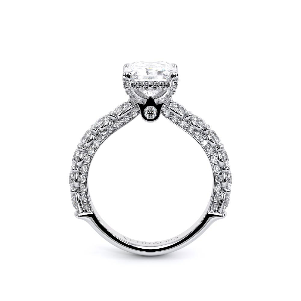 Emerald Pavé Platinum Engagement Ring - CTR-0489