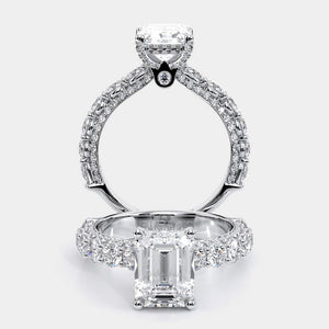 Emerald Pavé 14K White Gold Engagement Ring - CTR-0489