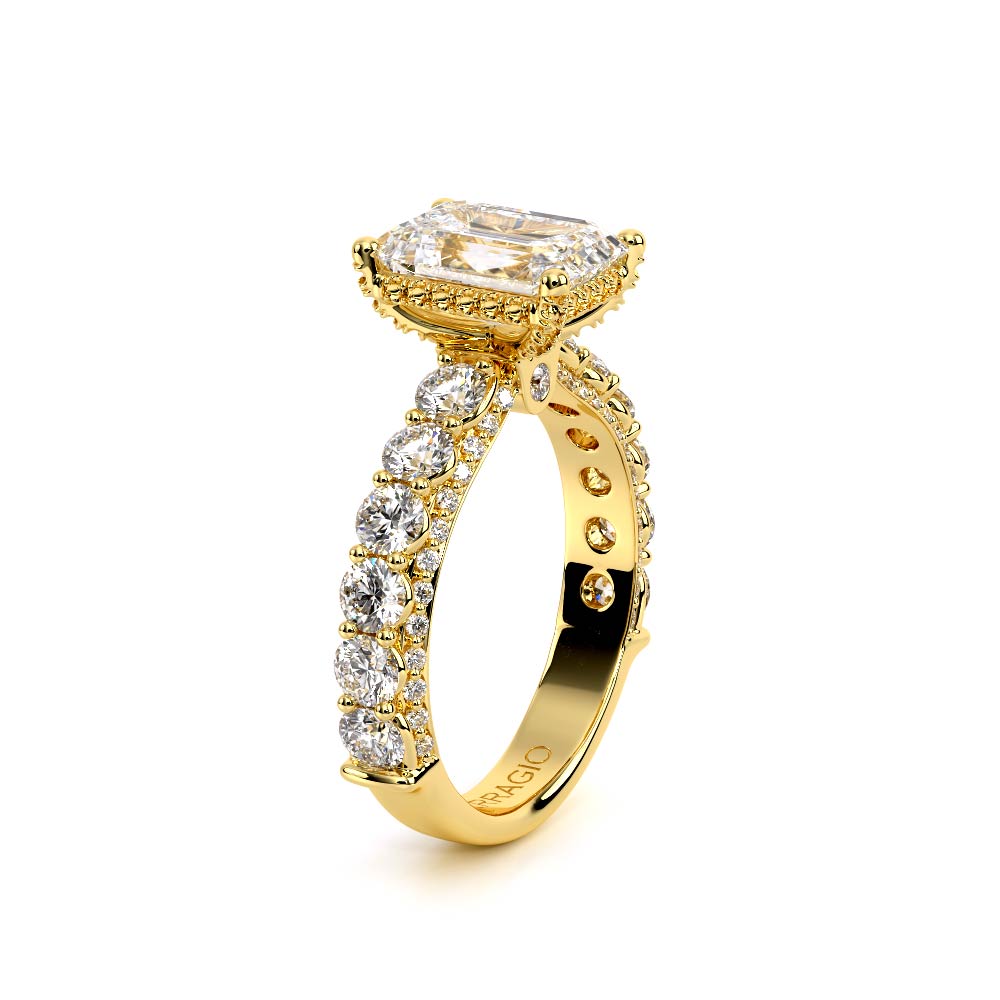 Emerald Pavé 14K Yellow Gold Engagement Ring - CTR-0489