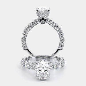 Oval Pavé Platinum Engagement Ring - CTR-0489