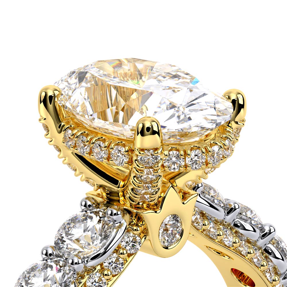 Oval Pavé 14K Yellow and White Gold Engagement Ring - CTR-0489