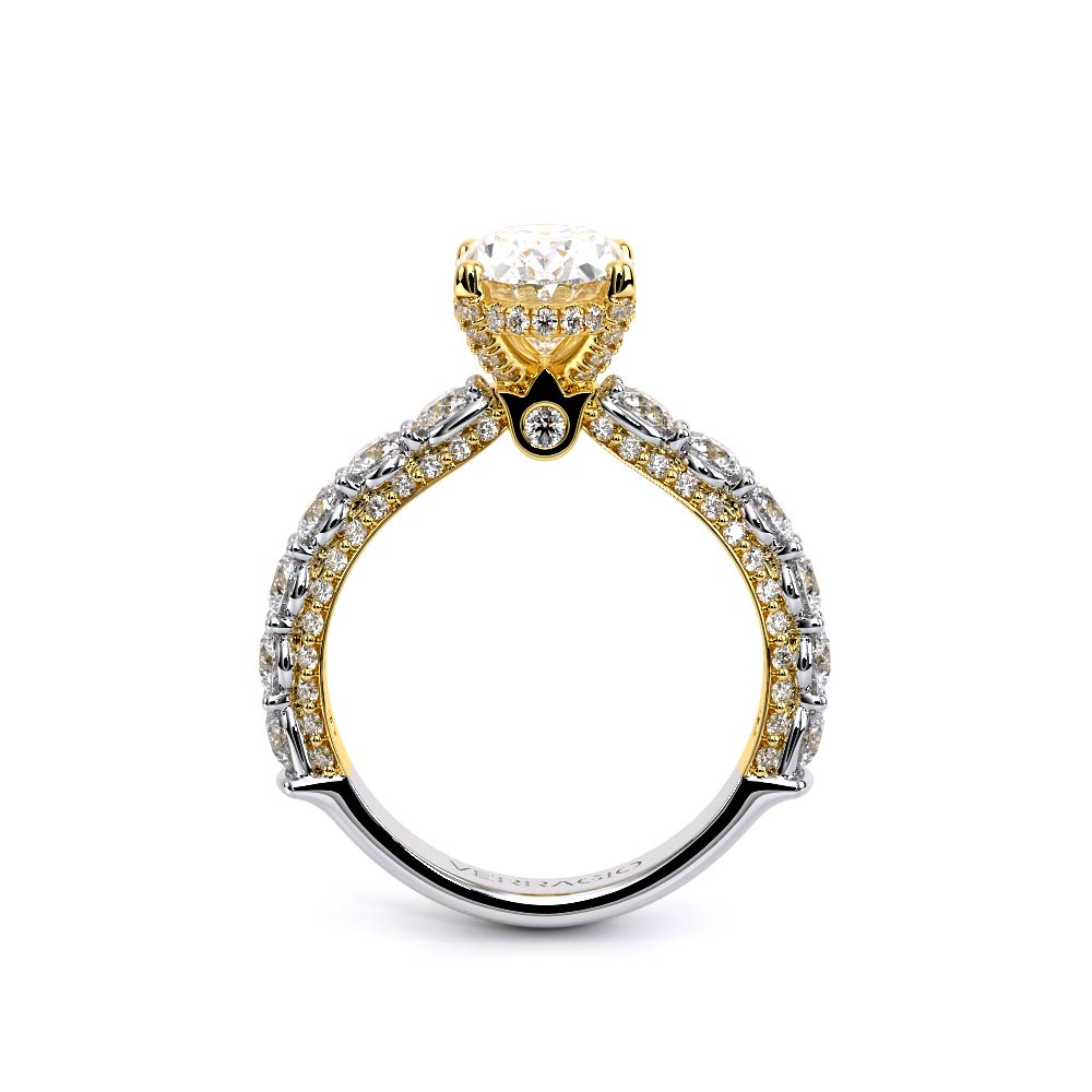 Oval Pavé 18K Yellow and White Gold Engagement Ring - CTR-0489