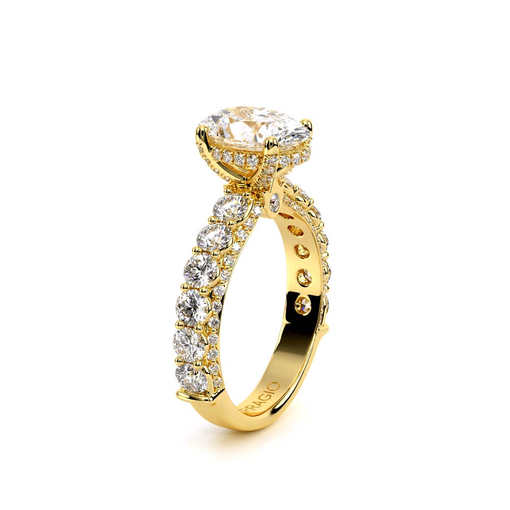 Oval Pavé 18K Yellow Gold Engagement Ring - CTR-0489