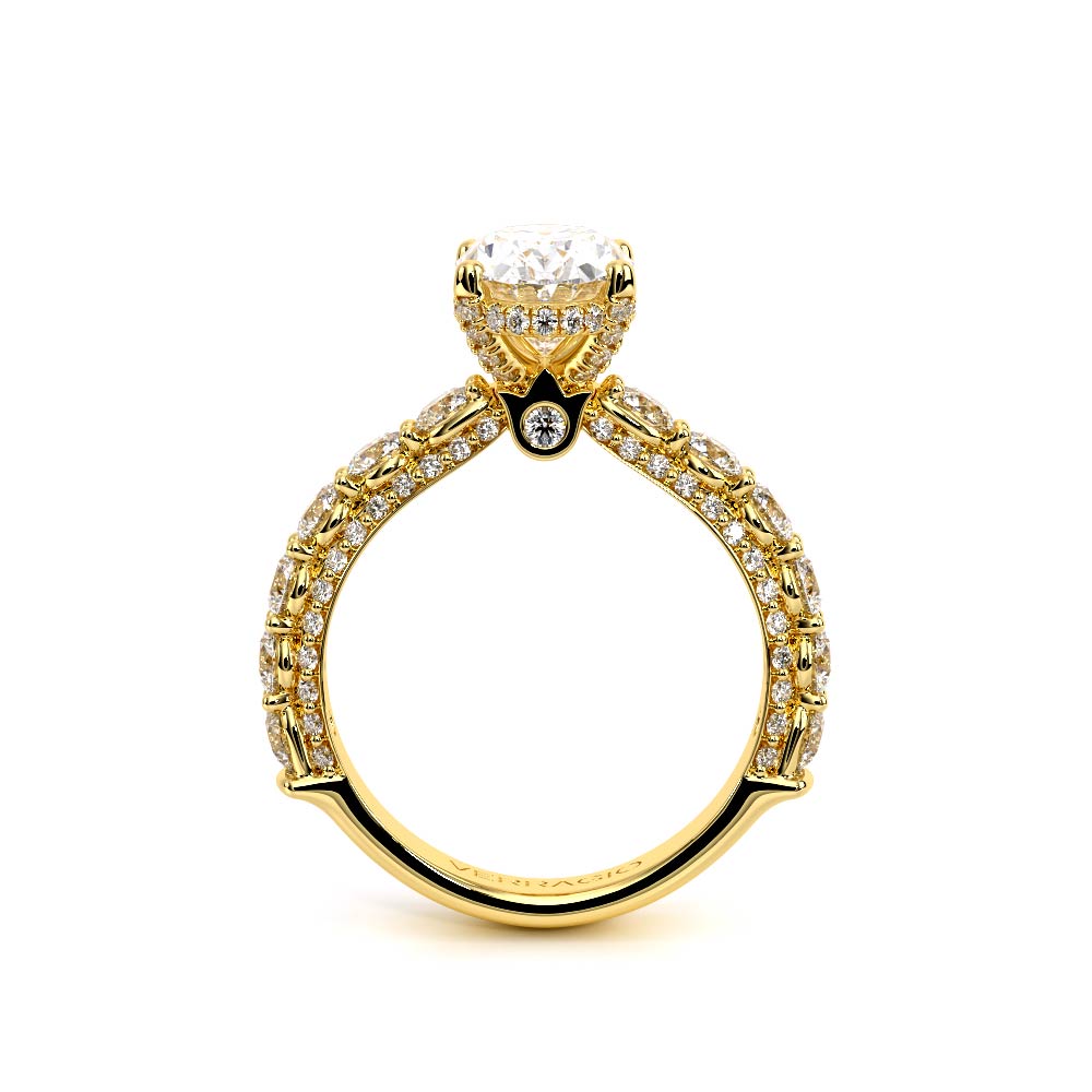 Oval Pavé 18K Yellow Gold Engagement Ring - CTR-0489
