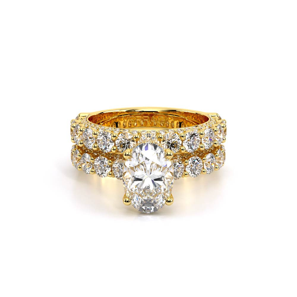 Oval Pavé 18K Yellow Gold Engagement Ring - CTR-0489