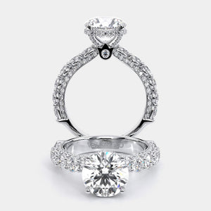 Round Pavé 14K White Gold Engagement Ring - CTR-0489