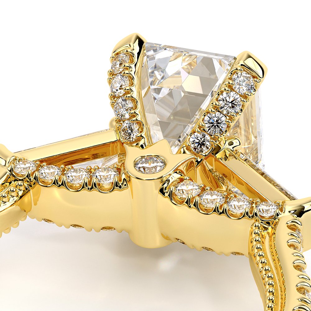 Emerald Three-Stone 14k Yellow Gold Engagement Ring - REN-991