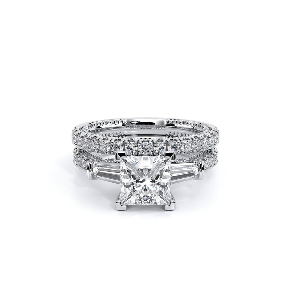 Princess Three-Stone Platinum Engagement Ring - REN-991