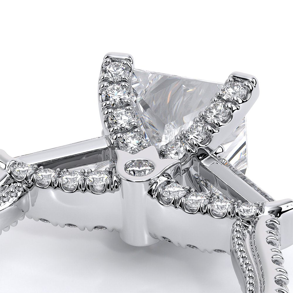 Princess Three-Stone 14k White Gold Engagement Ring - REN-991