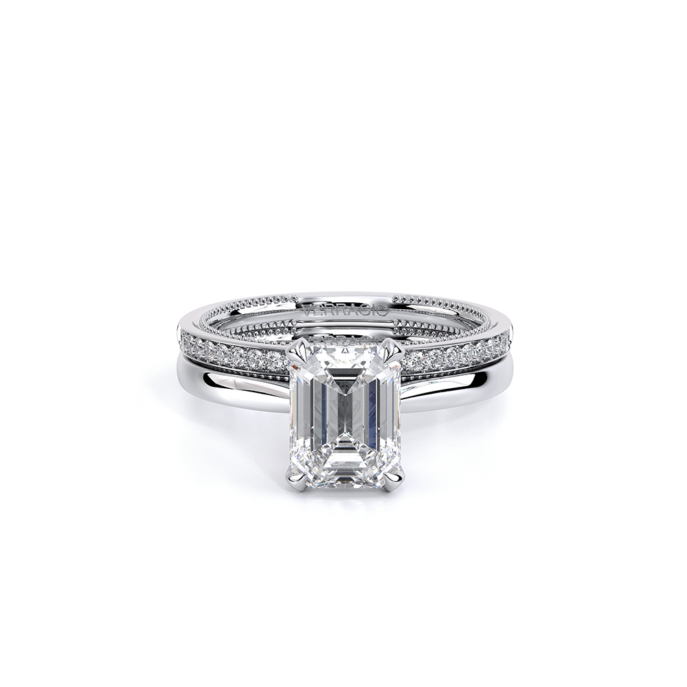 Emerald Solitaire Platinum Engagement Ring - REN-SOL301