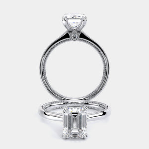 Emerald Solitaire Platinum Engagement Ring - REN-SOL301