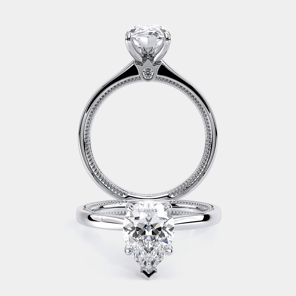 Pear Solitaire 14k White Gold Engagement Ring - REN-SOL301