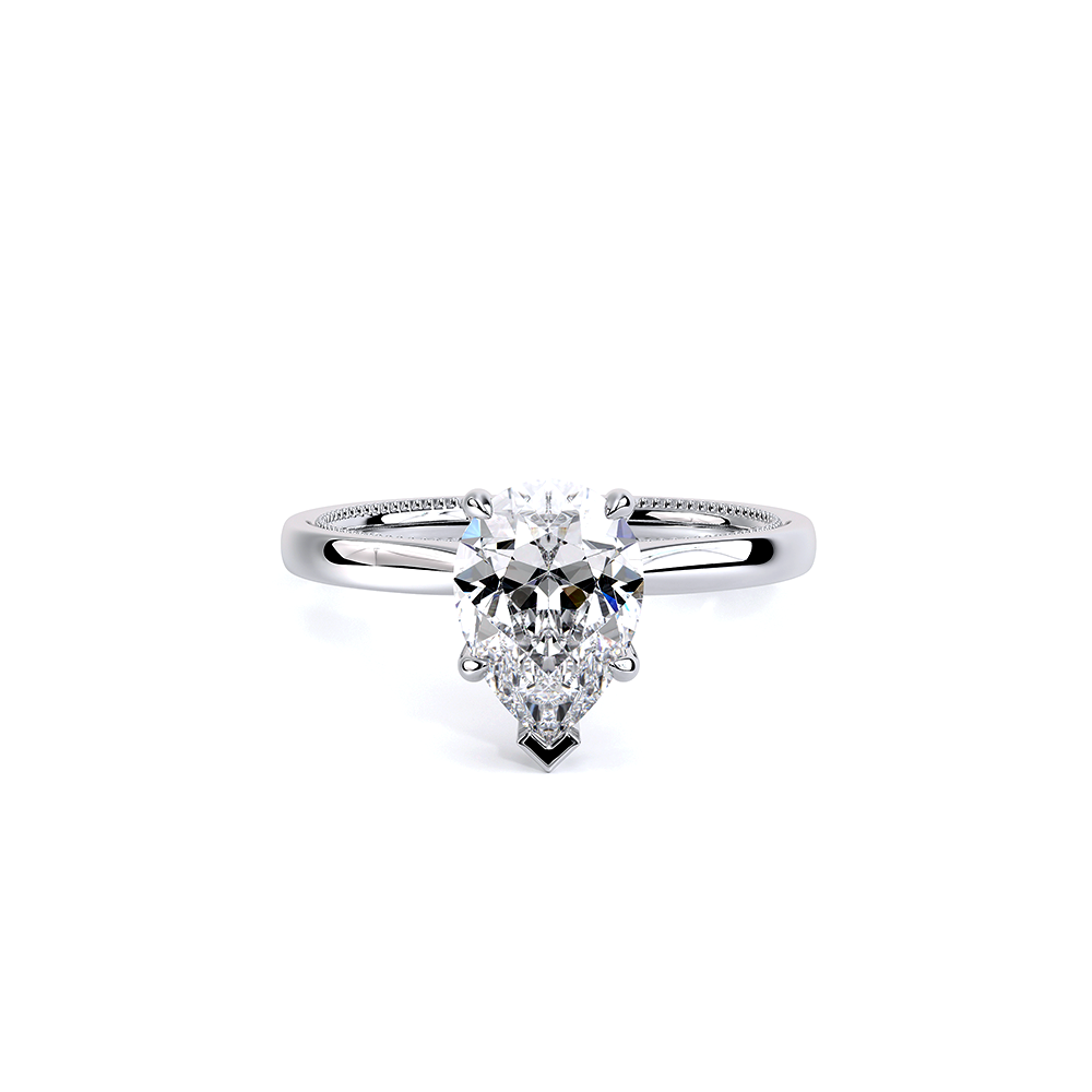 Pear Solitaire 14k White Gold Engagement Ring - REN-SOL301