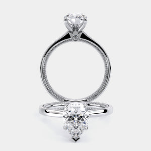 Pear Solitaire 18k White Gold Engagement Ring - REN-SOL301