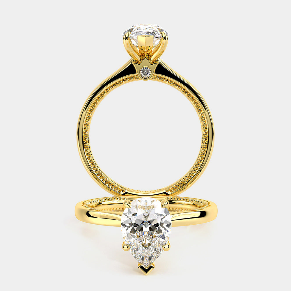 Pear Solitaire 14k Yellow Gold Engagement Ring - REN-SOL301