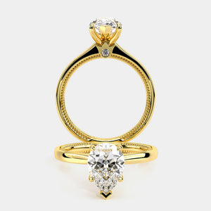 Pear Solitaire 14k Yellow Gold Engagement Ring - REN-SOL301