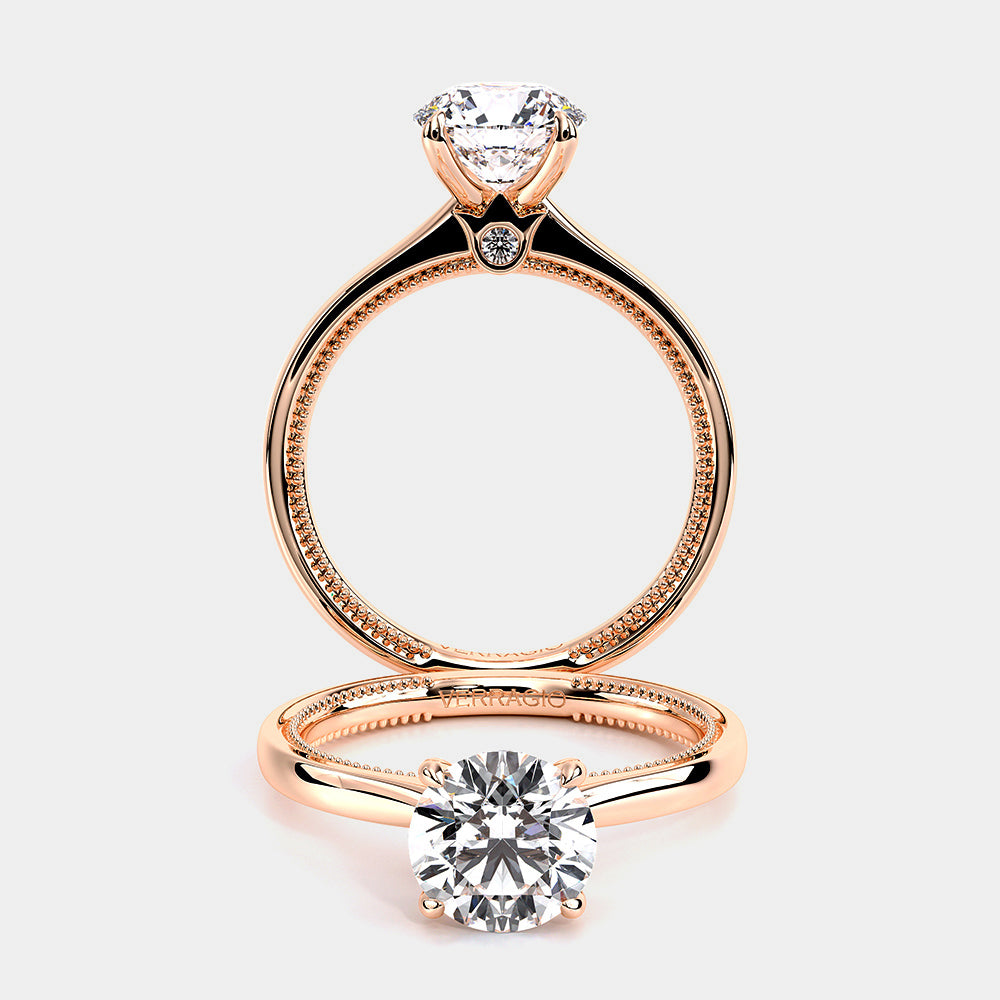 Round Solitaire 14k Rose Gold Engagement Ring - REN-SOL301