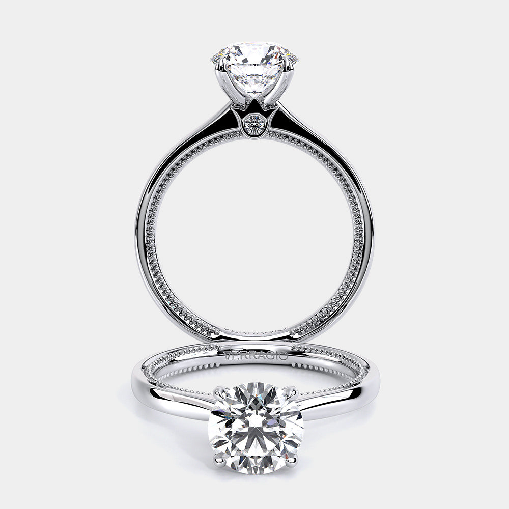 Round Solitaire 14k White Gold Engagement Ring - REN-SOL301