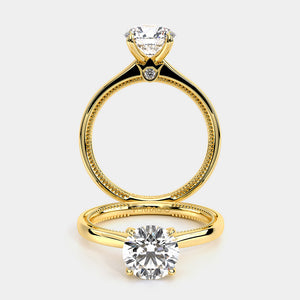 Round Solitaire 18k Yellow Gold Engagement Ring - REN-SOL301