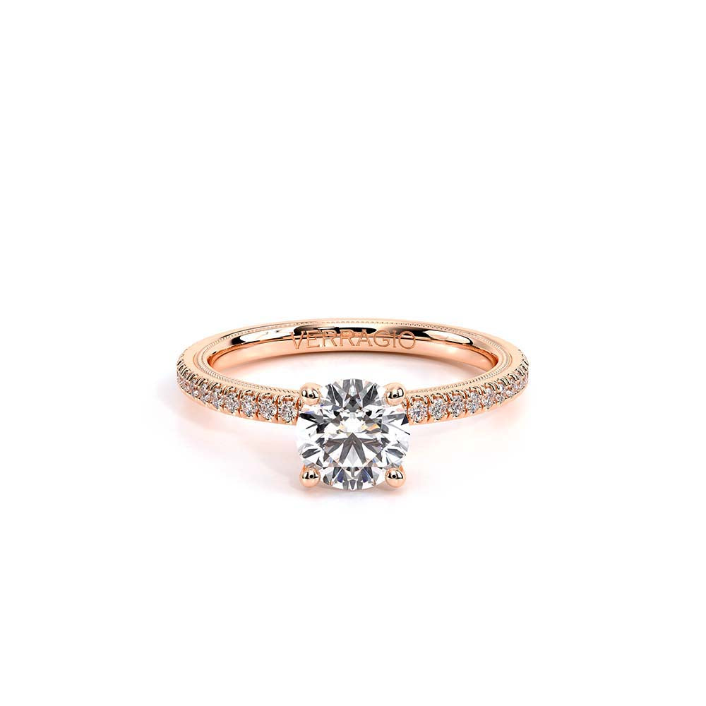 Round Solitaire 14k Rose Gold Engagement Ring - TR-120R4