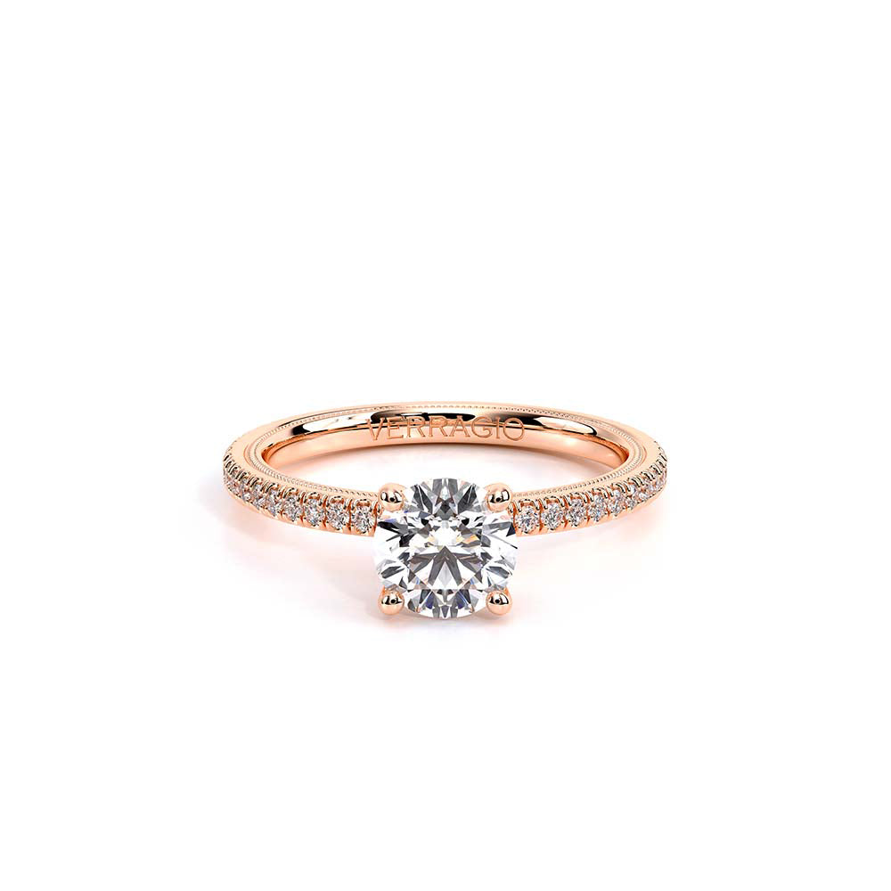 Round Solitaire 18k Rose Gold Engagement Ring - TR-120R4