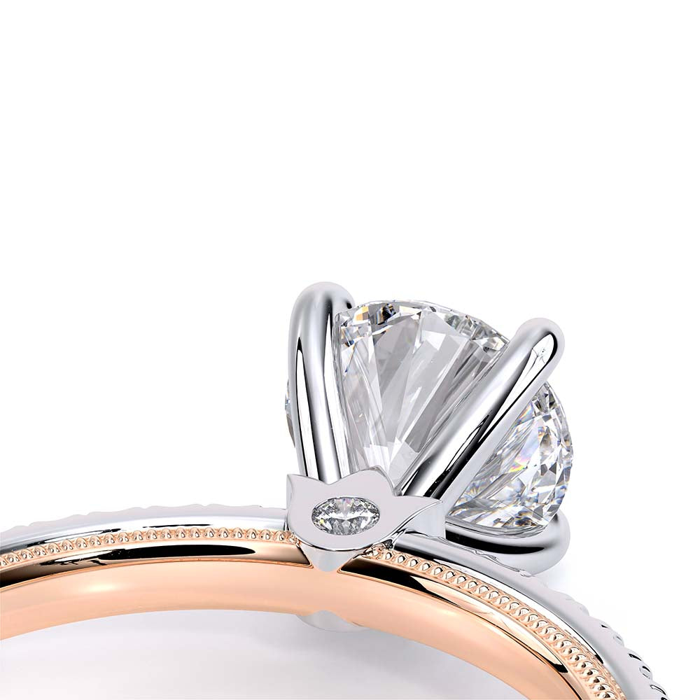 Round Solitaire 14k Rose and White Gold Engagement Ring - TR-120R4