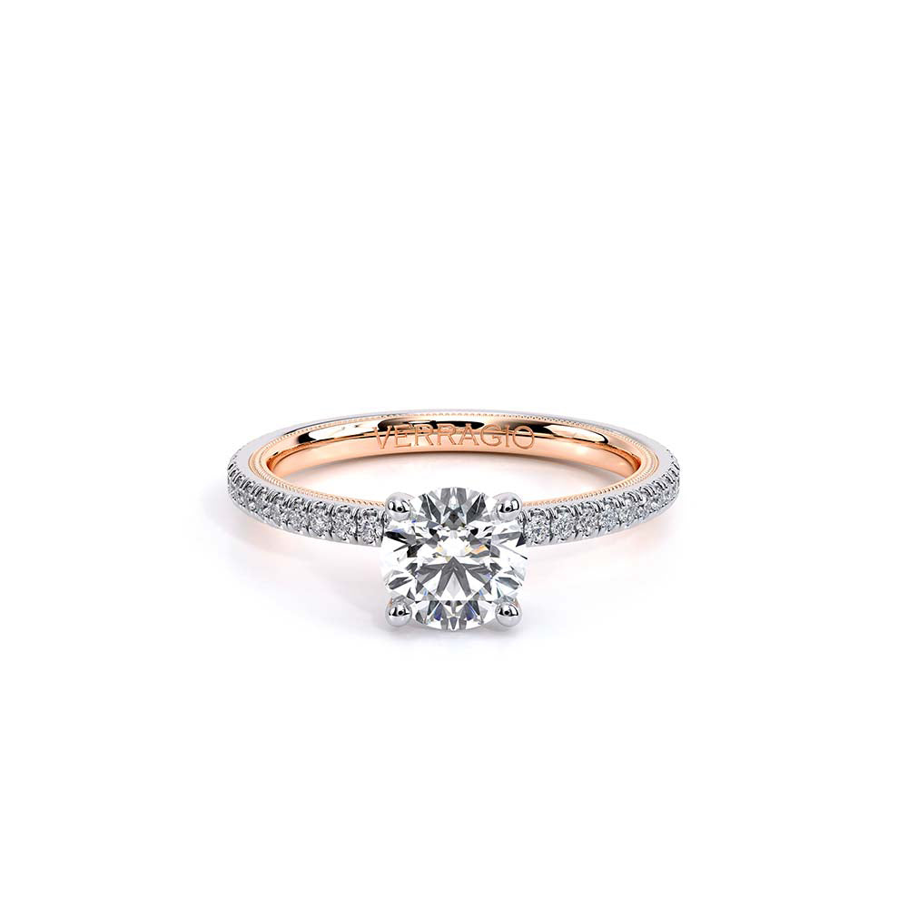 Round Solitaire 18k Rose and White Gold Gold Engagement Ring - TR-120R4