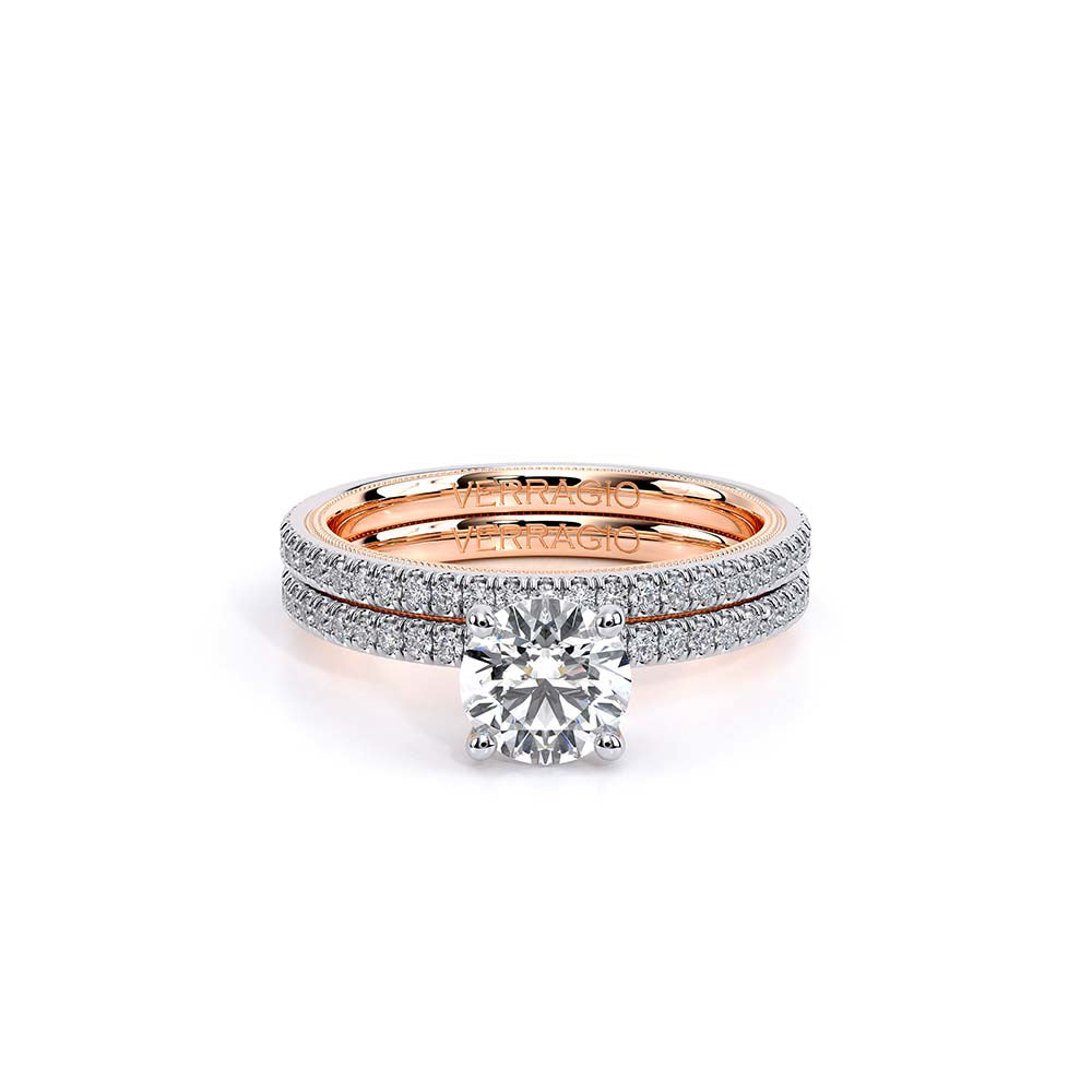 Round Solitaire 18k Rose and White Gold Gold Engagement Ring - TR-120R4