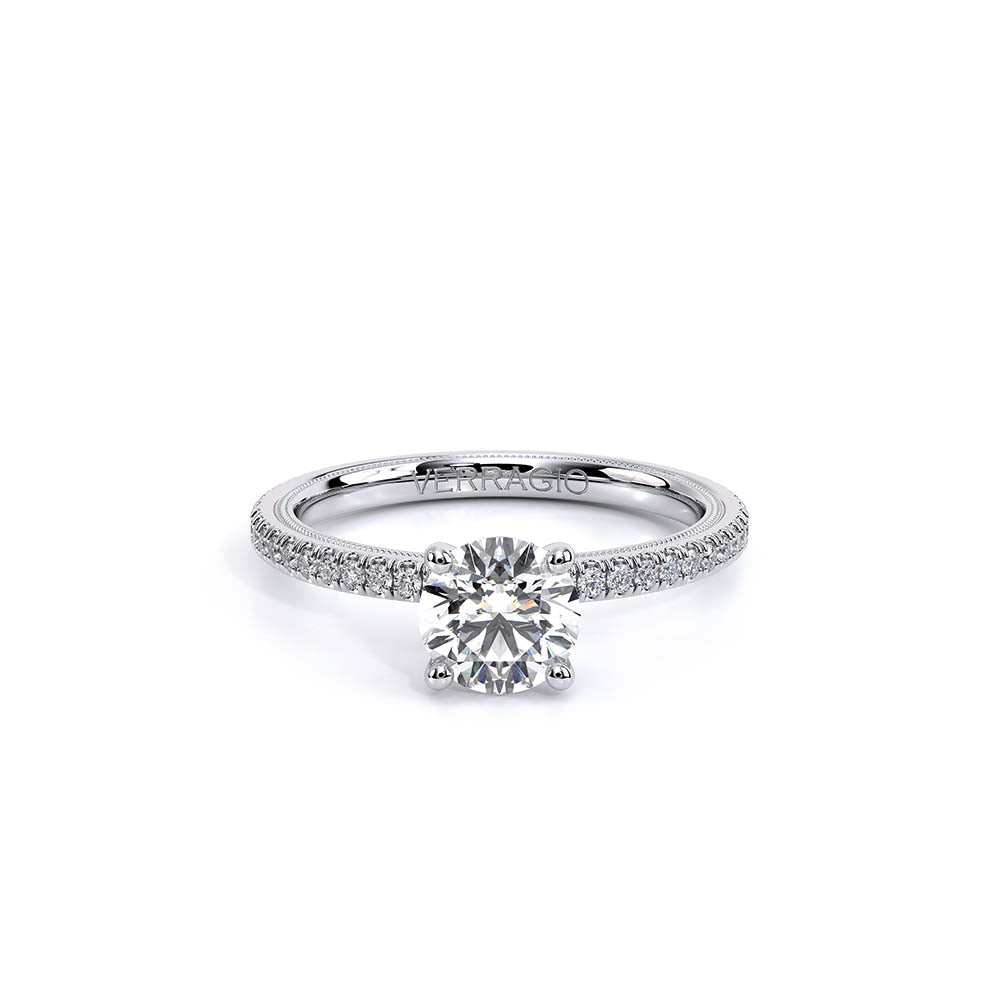 Round Solitaire 14k White Gold Engagement Ring - TR-120R4