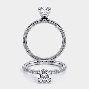 Round Solitaire 18k White Gold Engagement Ring - TR-120R4