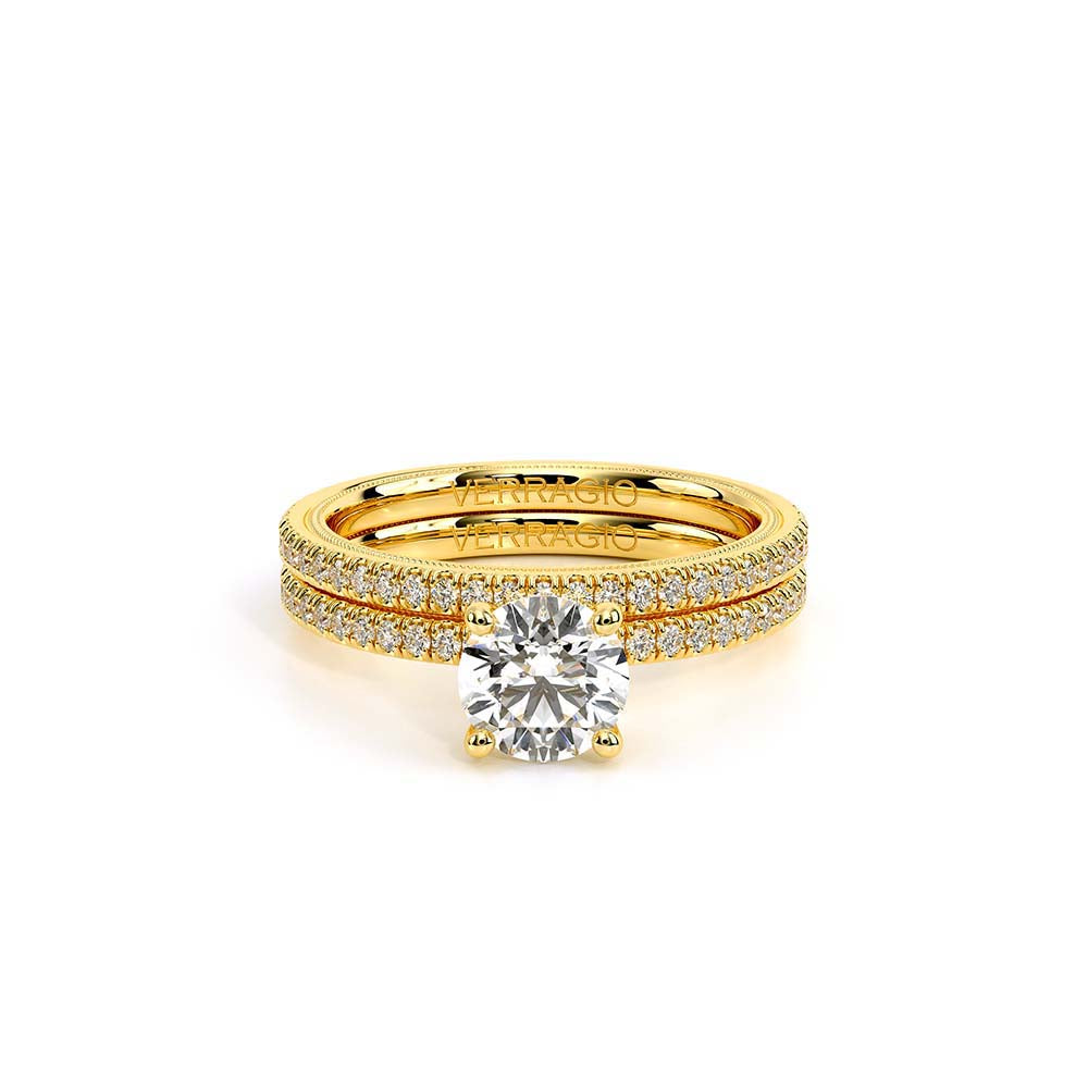 Round Solitaire 18k Yellow Gold Engagement Ring - TR-120R4