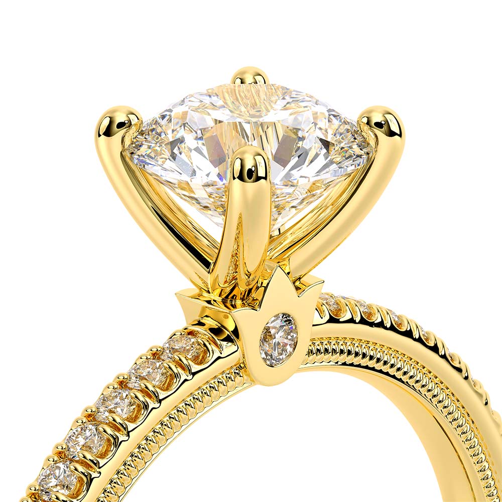 Round Solitaire 18k Yellow Gold Engagement Ring - TR-120R4