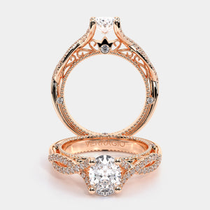 Oval Pavé 14k Rose Gold Engagement Ring - VEN-5003