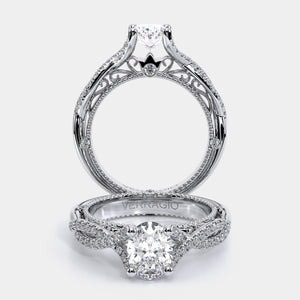 Oval Pavé 14k White Gold Engagement Ring - VEN-5003