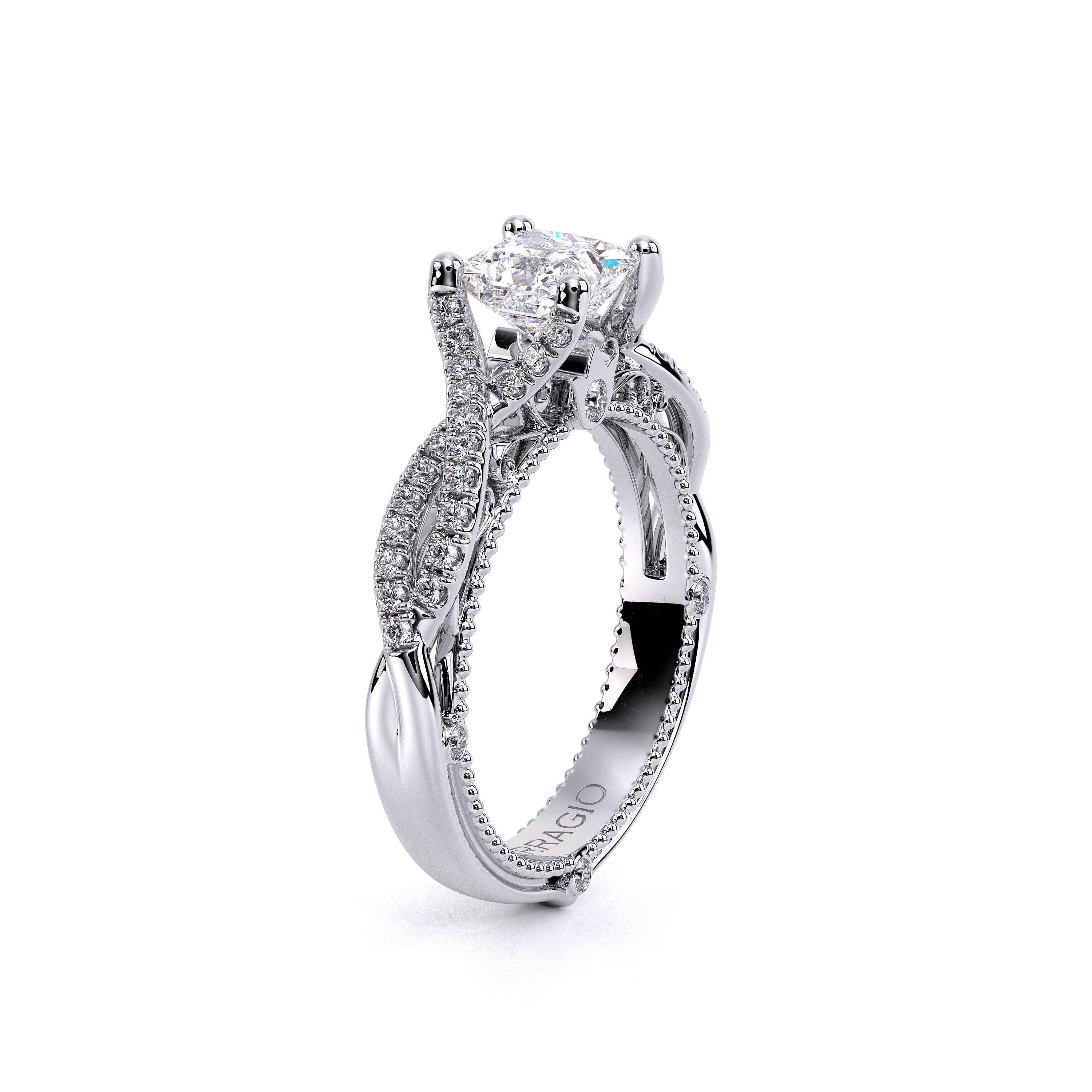 Princess Pavé Platinum Engagement Ring - VEN-5003